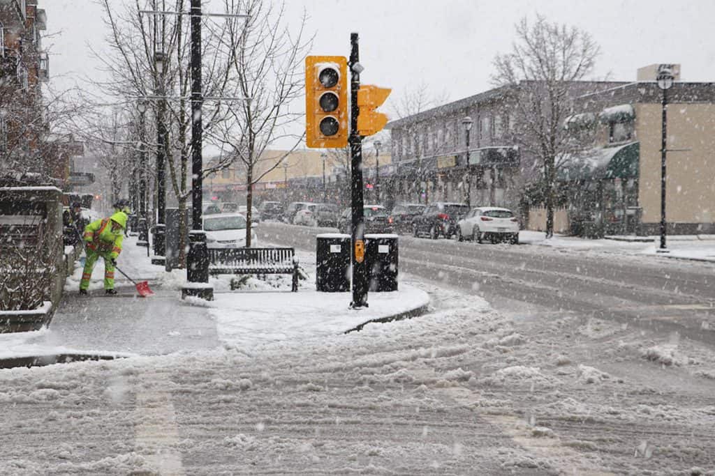 Sidewalk snow removal in Langley